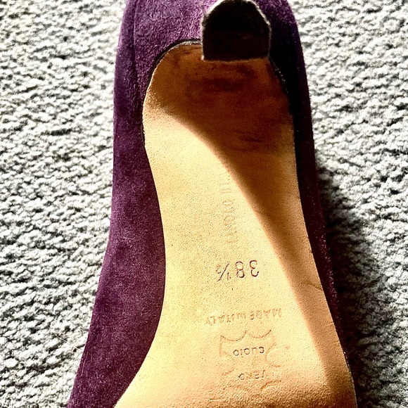 Manolo Blahnik, Purple, Suede, Peep-toe Pumps - Size 38 1/2 - Picture 3 of 4